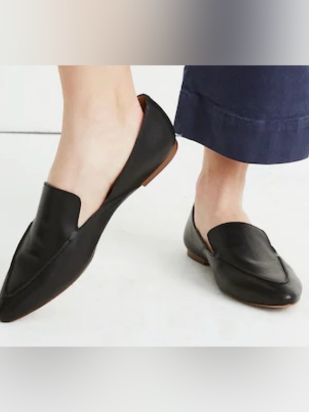 Madewell The Frances Skimmer Leather Loafers Black US 9 NWT